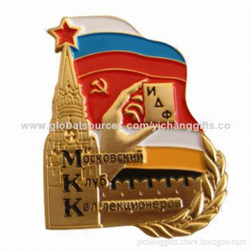 3D Flag Lapel Pin, Enamel Color, Gold Plating, with Magnet or Butterfly Clasp on Back, Customized